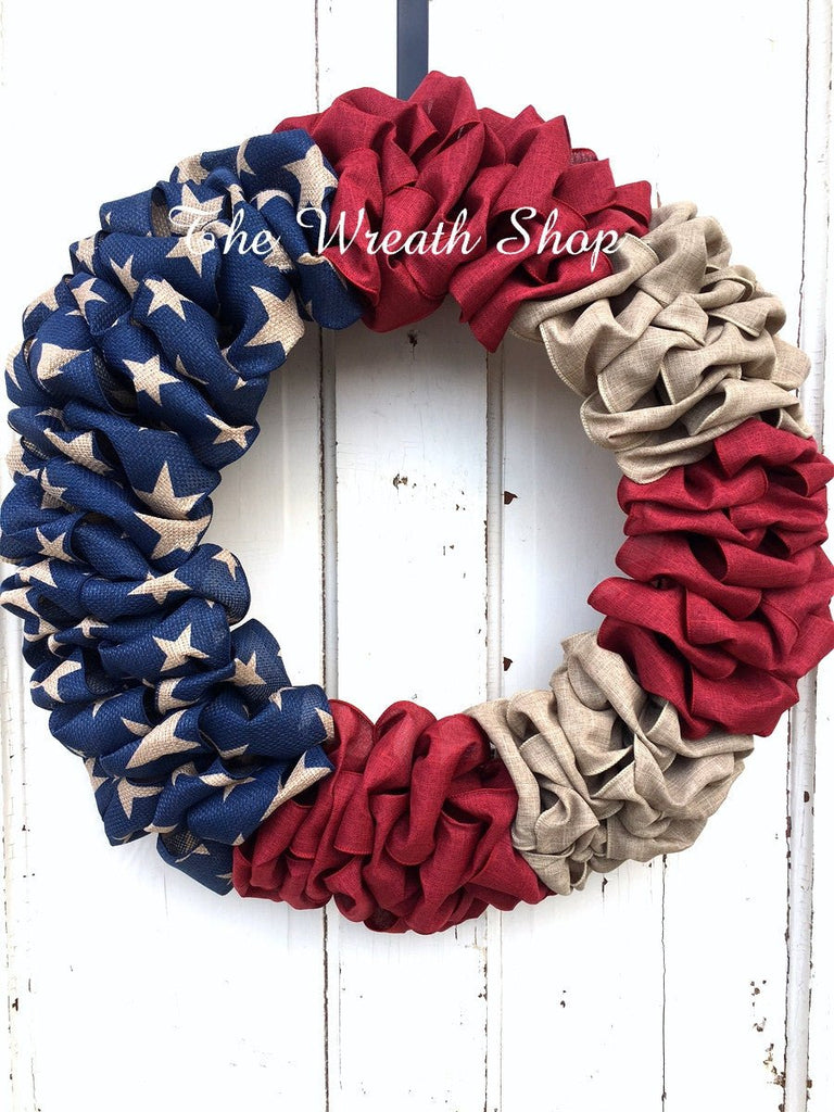 Patriotic Ribbon Flag Wreath (Example Only) - WRTH3224 - The Wreath Shop