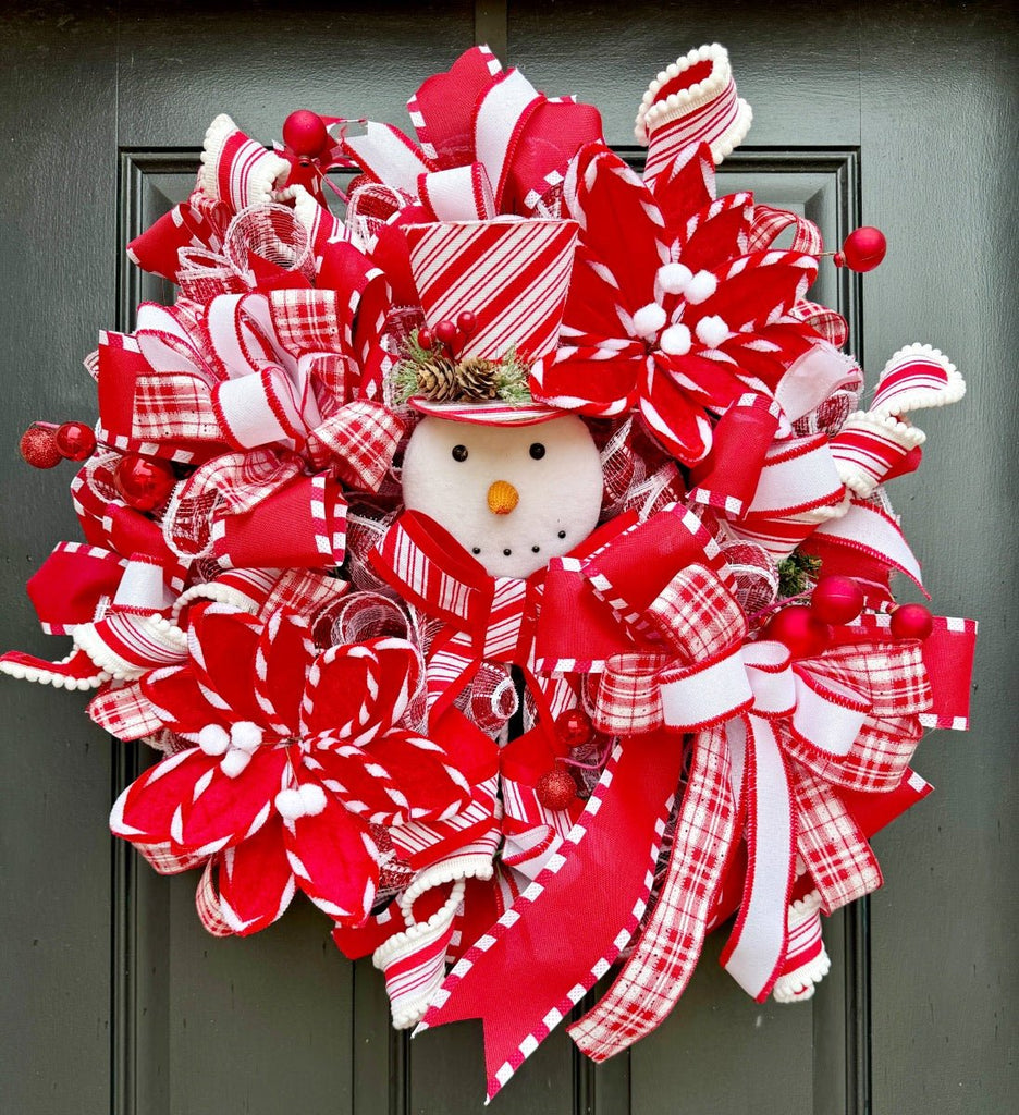 Peppermint Snowman Wreath - Peppermint Snowman Wreath - The Wreath Shop