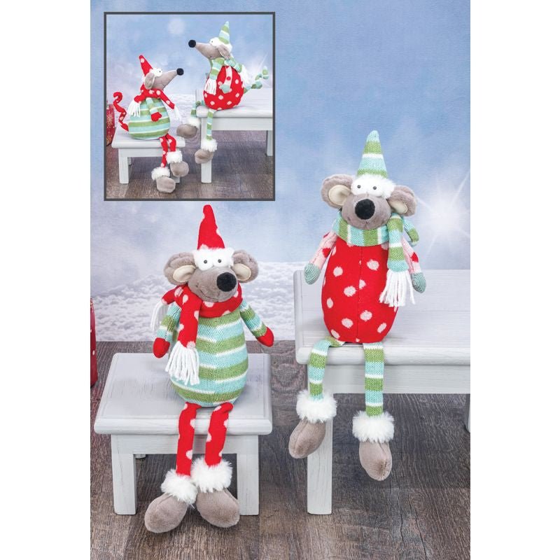 Plush Festive Holiday Mouse - 12464 - stripes - The Wreath Shop