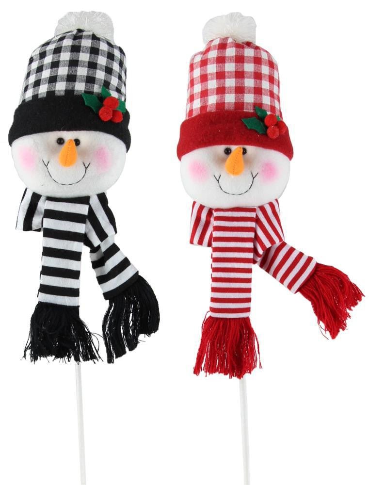 Plush Snowman Head Pick: Black/Red - XN6010-black - The Wreath Shop