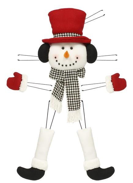 Plush Snowman Wreath Decor Kit: Dk Red/Houndstooth - XC610443 - The Wreath Shop