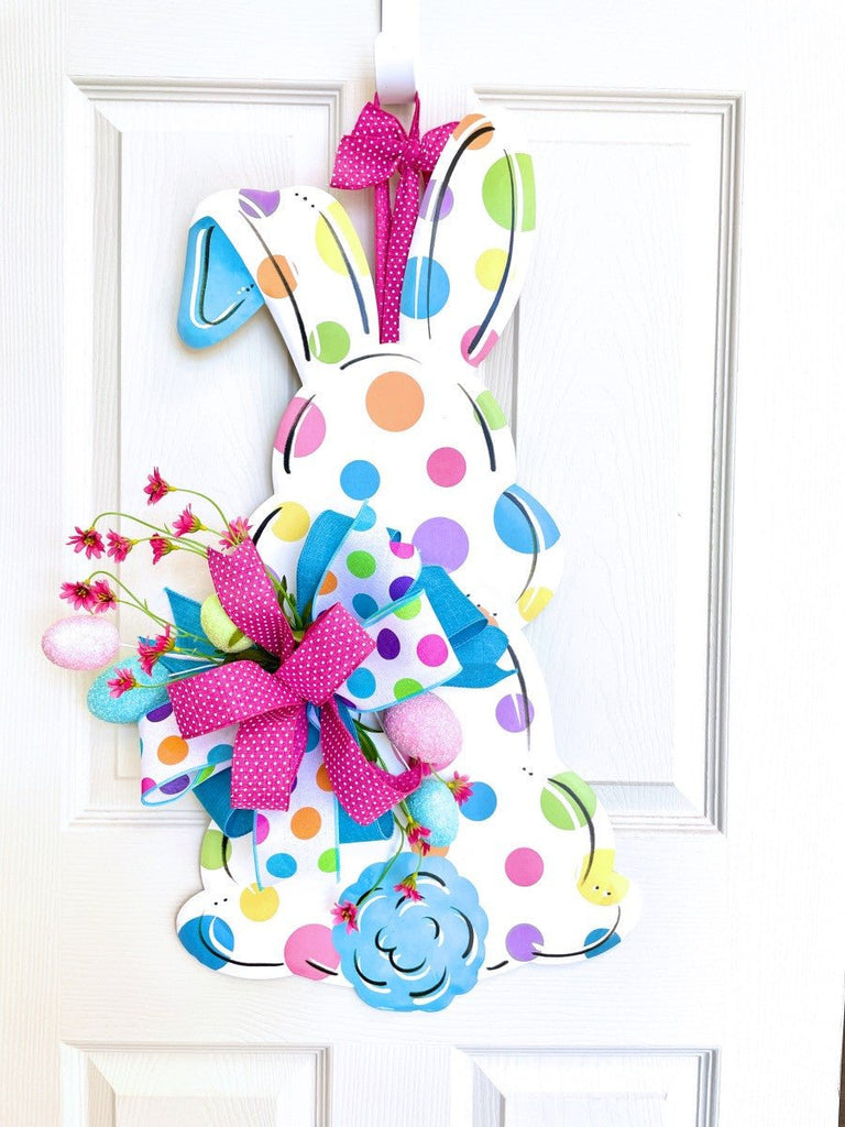 Polka Dot Easter Bunny Door Hanger (Example Only) - Polka Dot Bunny Hanger - The Wreath Shop