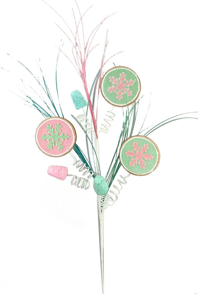 Snowflake Cookie Gumdrop Spray: Mint/Pink - 30" - 85574MIPK - The Wreath Shop