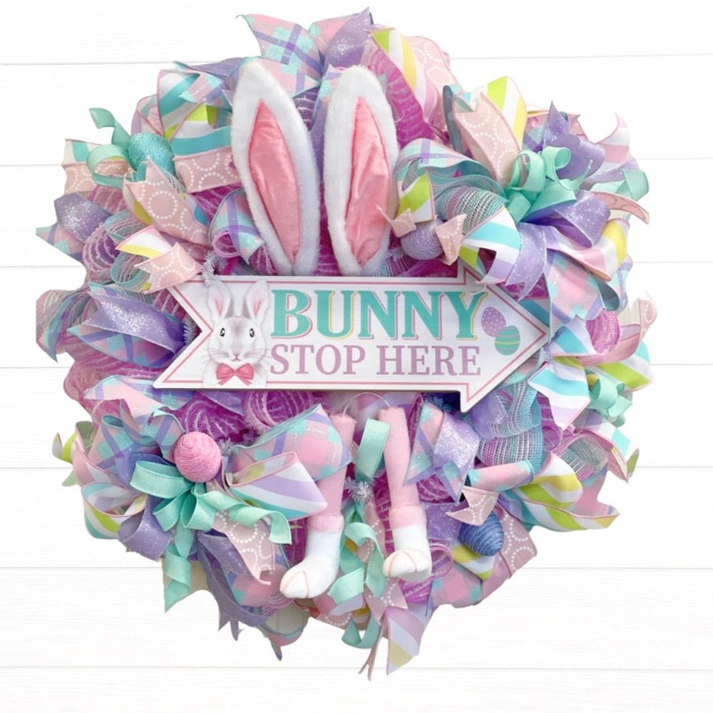 Stop Here Easter Bunny Wreath - Free Shipping - Stop Here Bunny Wreath - The Wreath Shop