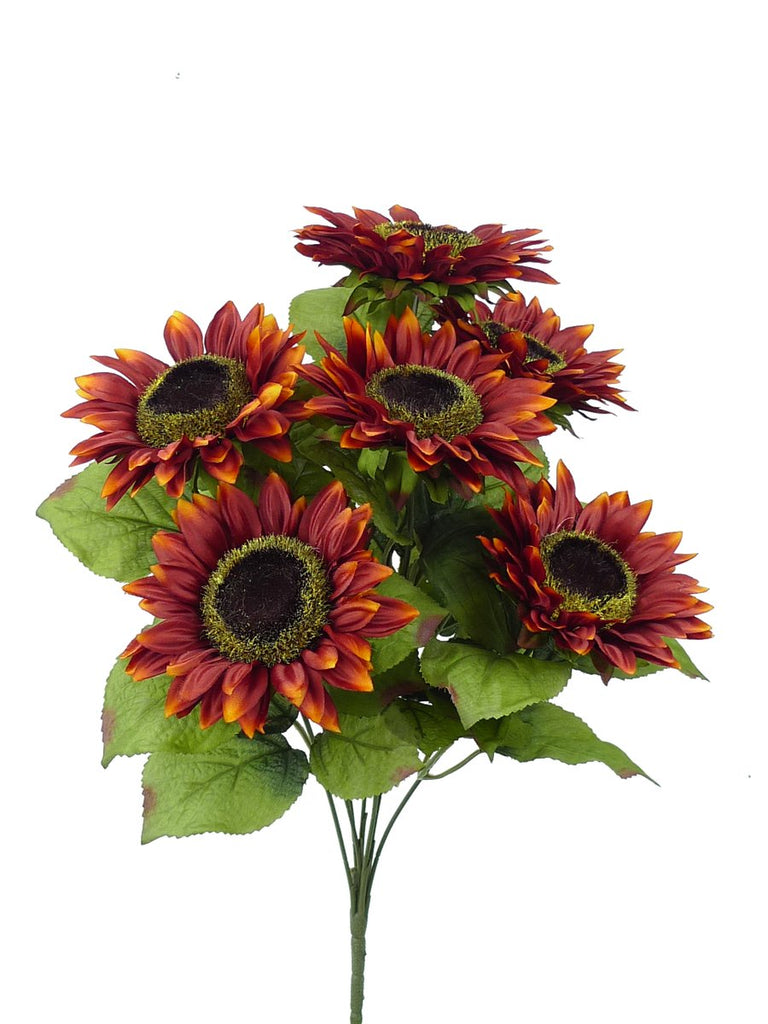 Sunflower Bush: Burgundy (7) - 50783BN - The Wreath Shop