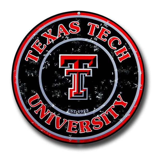 Texas Tech Red Raiders Embossed Metal Circular Sign - CS60105 - The Wreath Shop