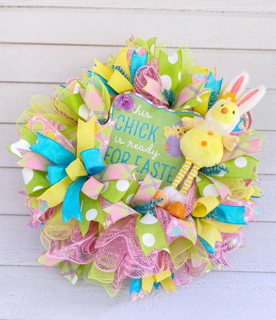 This Chick Is Ready for Easter Wreath (Example Only) - Easter Chick Wreath - The Wreath Shop