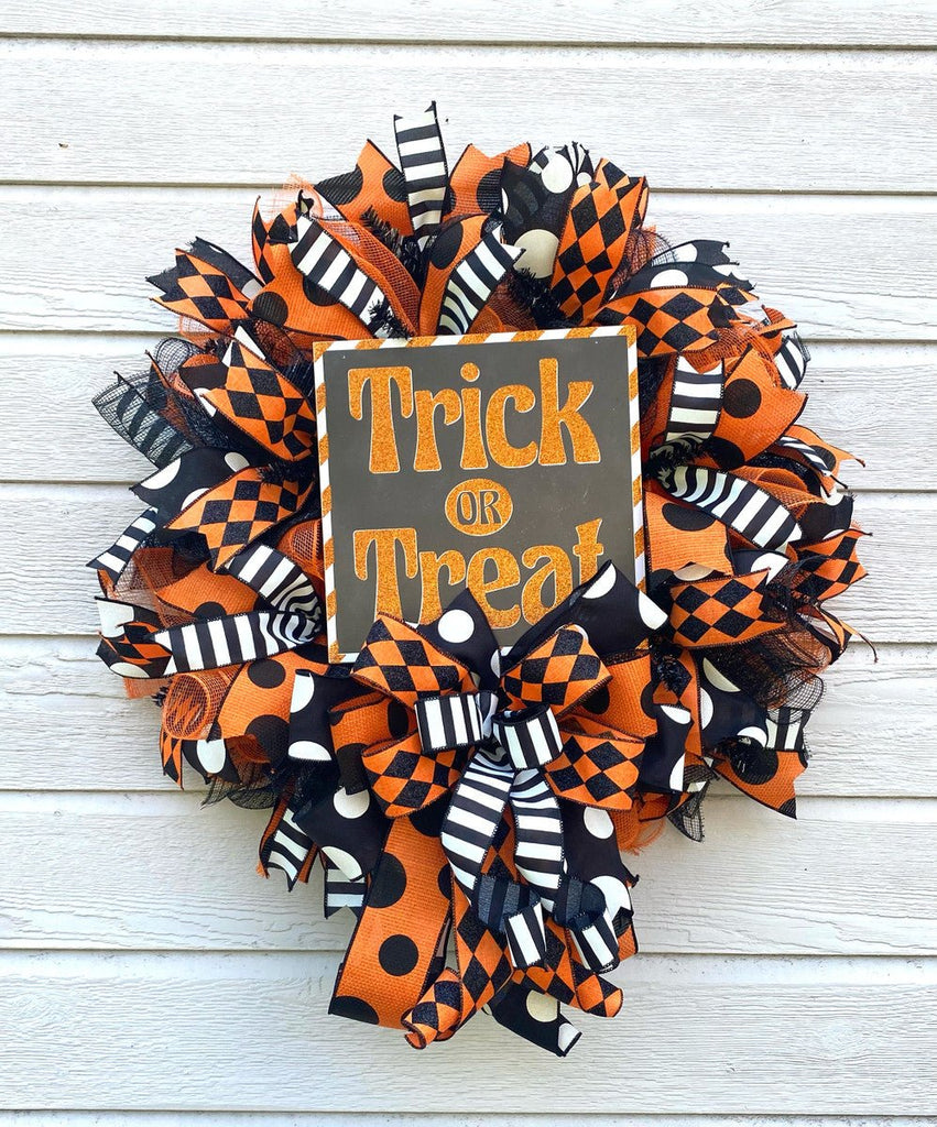 Trick or Treat Halloween Wreath (Example Only) - Retro Trick or Treat Wreath - The Wreath Shop