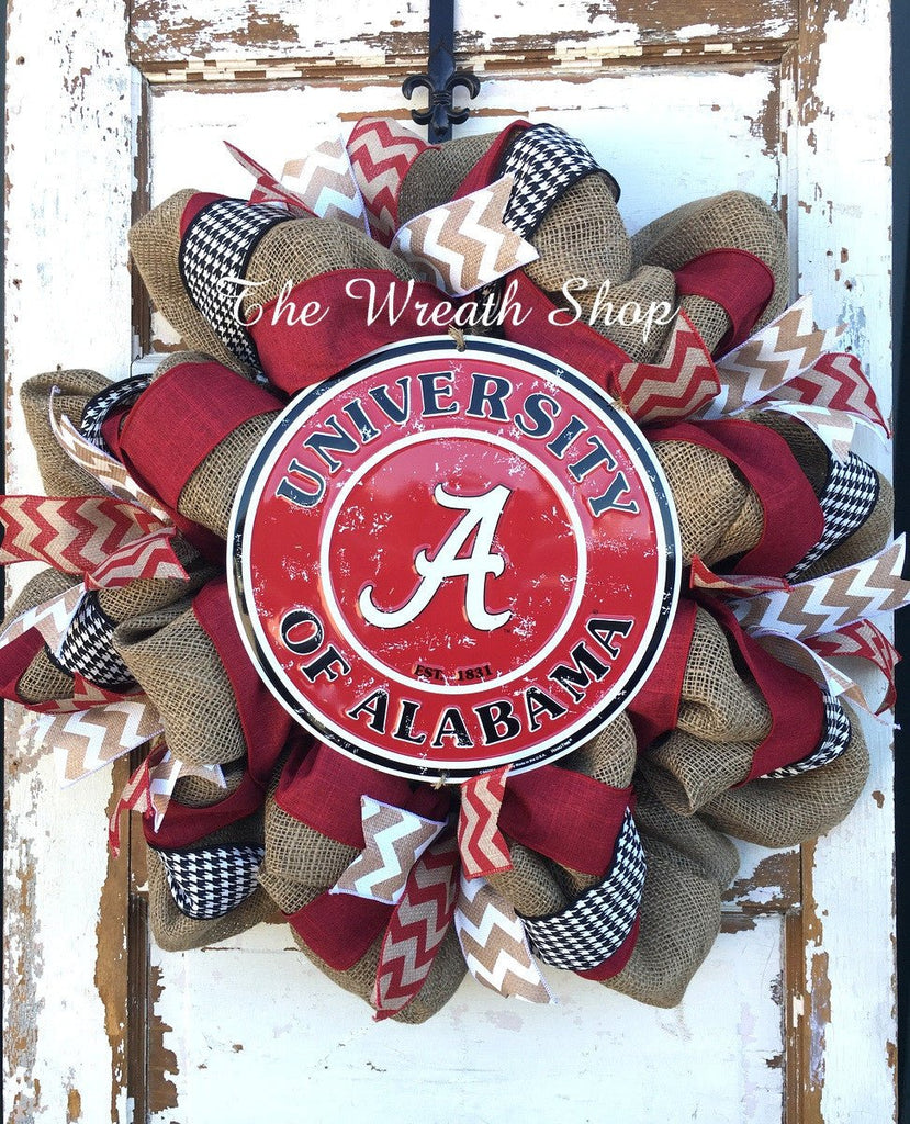 University of Alabama Burlap Wreath (Example Only) - WRTH2045 - The Wreath Shop
