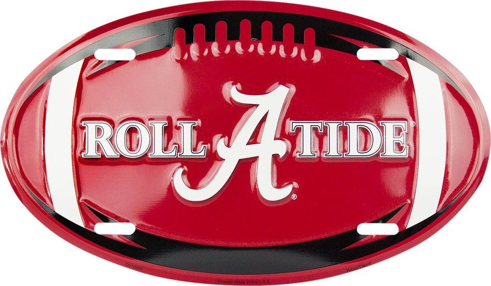 University of Alabama Crimson Tide Embossed Metal Oval License Plate - OV70006 - The Wreath Shop