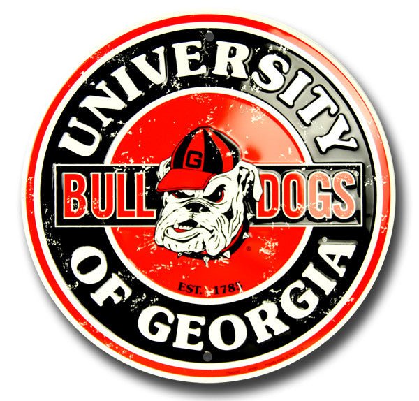 University of Georgia Bulldogs Embossed Metal Circular Sign - CS60092 - The Wreath Shop