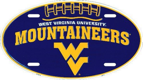 West Virginia University Mountaineers Embossed Metal Oval License Plate - OV70019 - The Wreath Shop