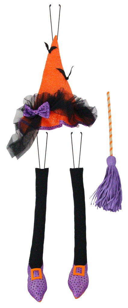 Witch w/ Broom Kit: Black/Orange/Purple - HH7469 - The Wreath Shop