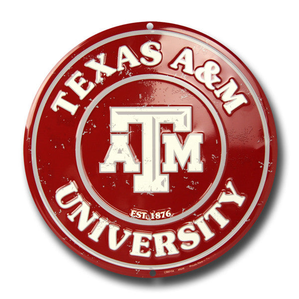 Texas A&M  Embossed Metal Circular Sign - The Wreath Shop