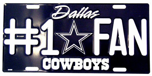 Dallas Cowboys #1 Fan NFL Embossed Metal License Plate - The Wreath Shop