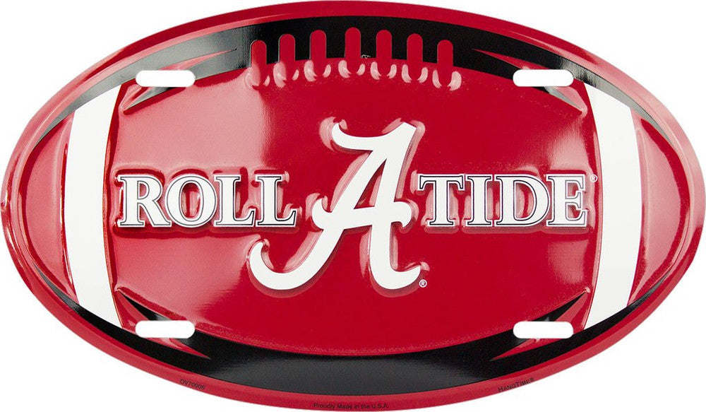 University of Alabama Crimson Tide Embossed Metal Oval License Plate - The Wreath Shop