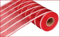 10" Deco Poly Mesh: Deluxe Metallic Wide Red/White Stripe - The Wreath Shop
