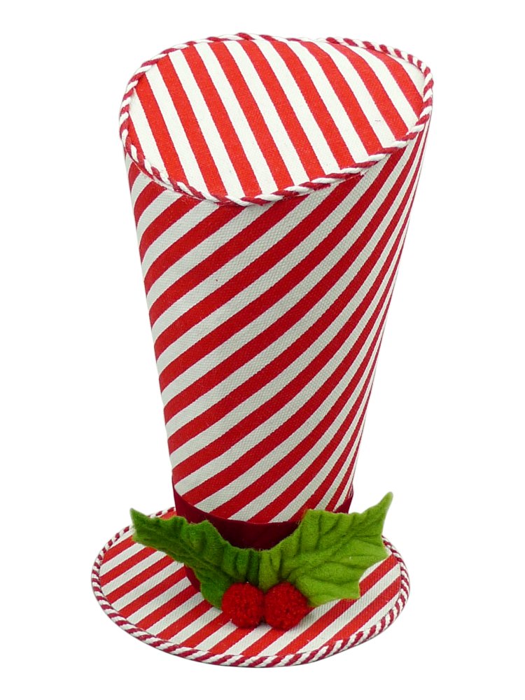 10" Asymmetrical Red/Wht Stripe Top Hat - 84699RDWT - The Wreath Shop