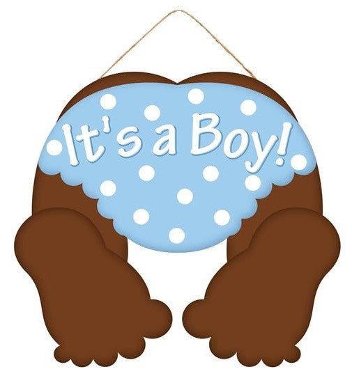10" Dark Baby Bottom Sign: It's a Boy - AP870802-boy - The Wreath Shop