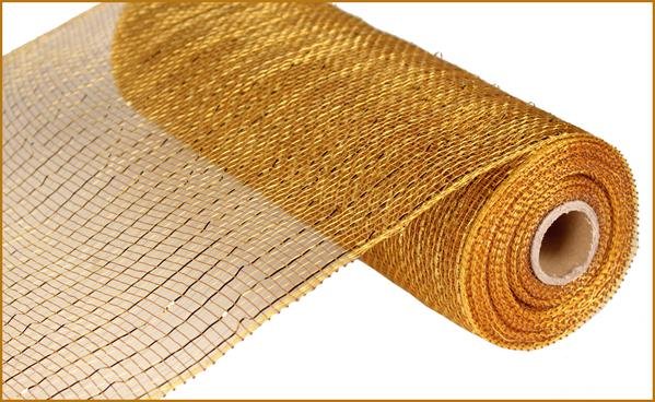 10" Deco Poly Mesh: Metallic Gold/Brown with Gold Foil - RE130108 - The Wreath Shop