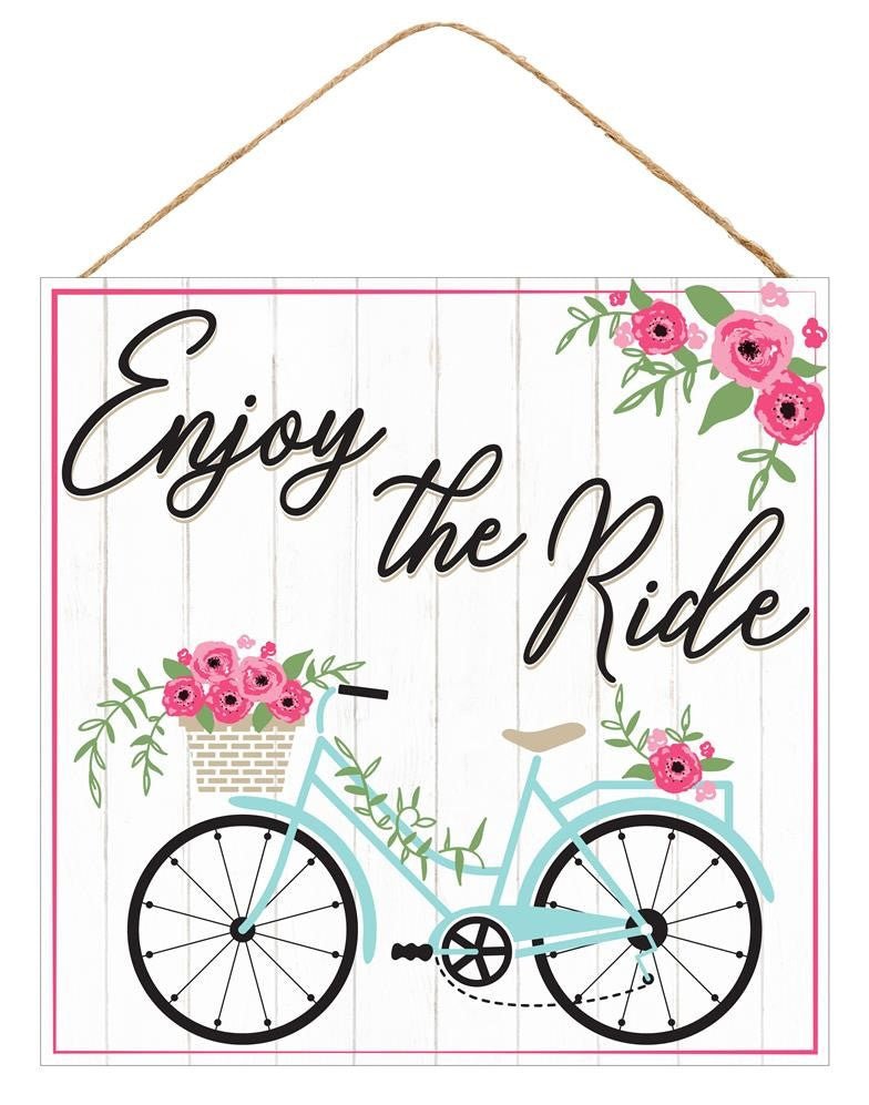 10" Enjoy the Ride Bicycle Sign - AP8772 - The Wreath Shop
