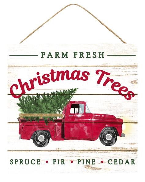 10" Farm Fresh Christmas Trees Truck Sign - AP8343 - The Wreath Shop