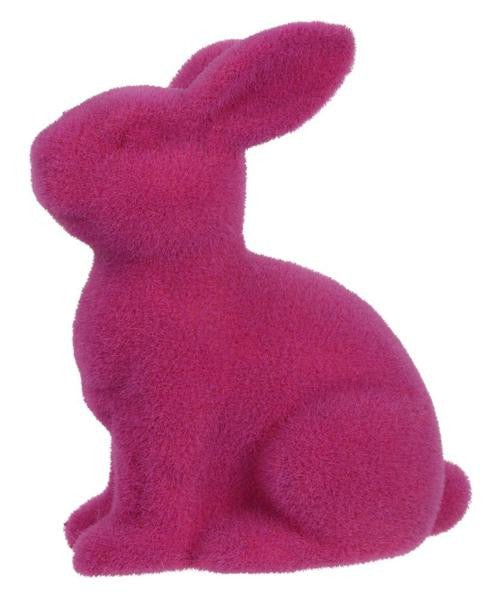 10" Flocked Sitting Rabbit: Fuchsia - HE723107 - The Wreath Shop