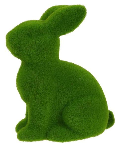 10" Flocked Sitting Rabbit: Moss Green - HE7231N8 - The Wreath Shop