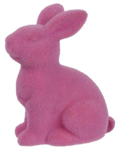 10" Flocked Sitting Rabbit: Pink - HE723122 - The Wreath Shop