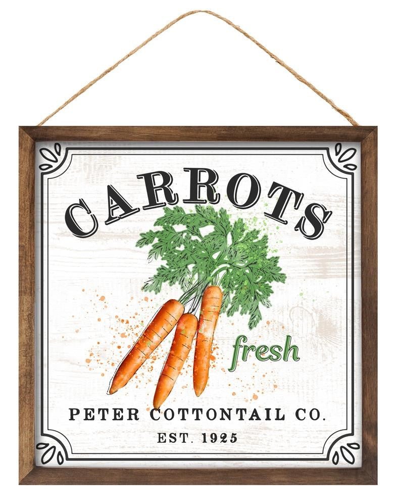 10" Fresh Carrots/Peter Cottontail Sign - AP8768 - The Wreath Shop