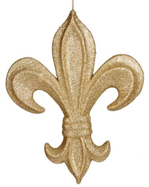 10" Gold Glitter Fleur de Lis Hanger - MZ166808 - The Wreath Shop