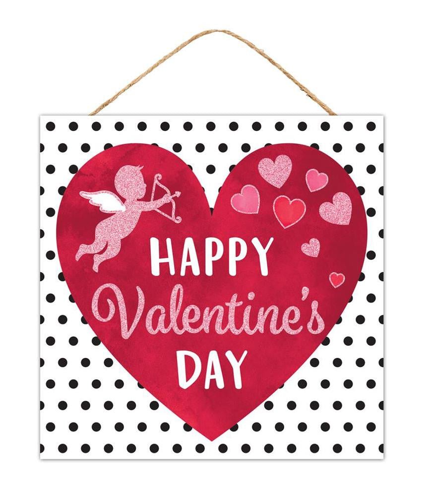 10" Happy Valentine's Day Cupid Sign - AP8972 - The Wreath Shop