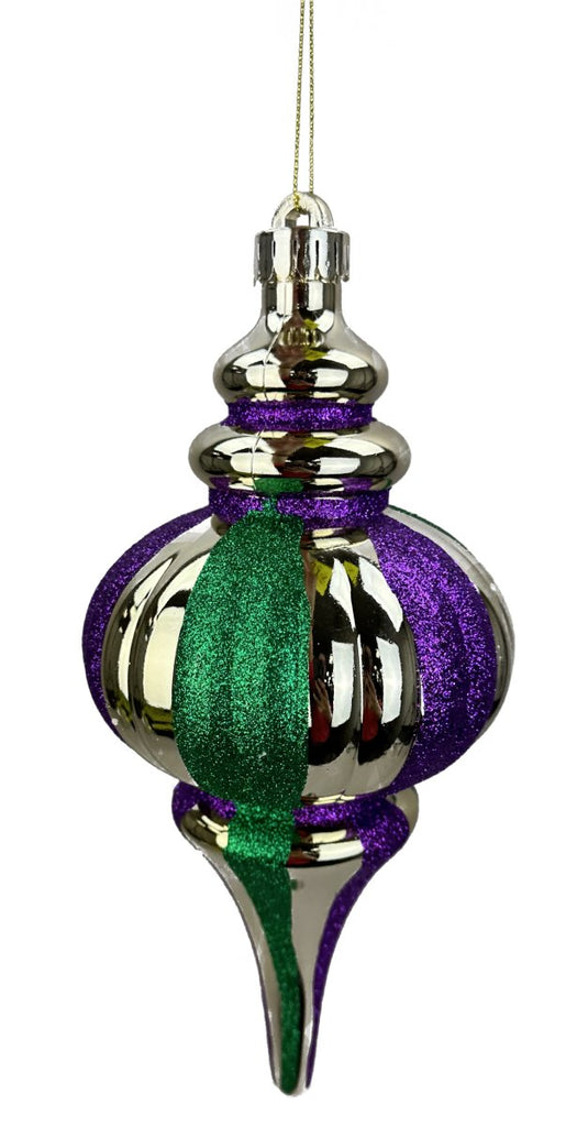 10" Mardi Gras Stripe Finial Ornament - 63556MG - The Wreath Shop