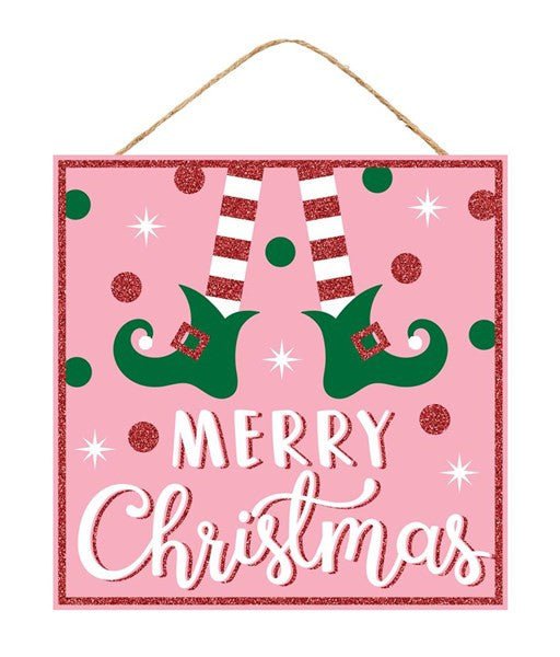 10" Merry Christmas Elf Legs Sign - AP897015 - The Wreath Shop