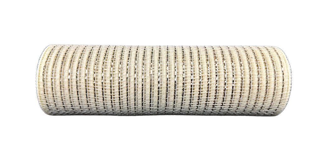 10" Metallic Breeze Mesh: Ivory/Champagne - The Wreath Shop