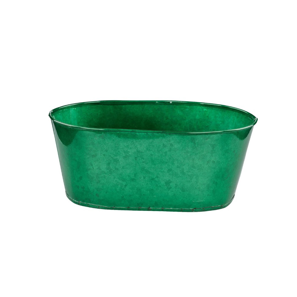 10" Oval Tin Pot: Green - XC019398 green - The Wreath Shop