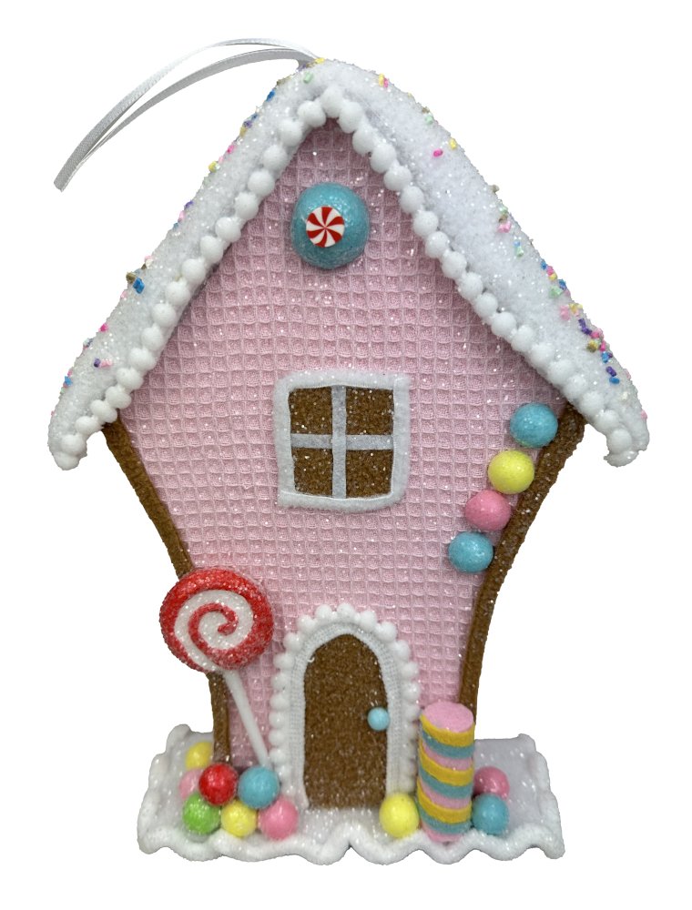 10" Pink Gingerbread House - 86209PK - The Wreath Shop