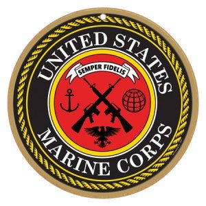 10" round Marine Corps Logo Wooden Sign - SJT15416 - The Wreath Shop