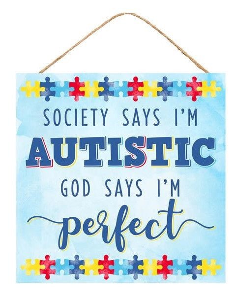 10" Square Autism Sign: Blue - AP8713-blue - The Wreath Shop