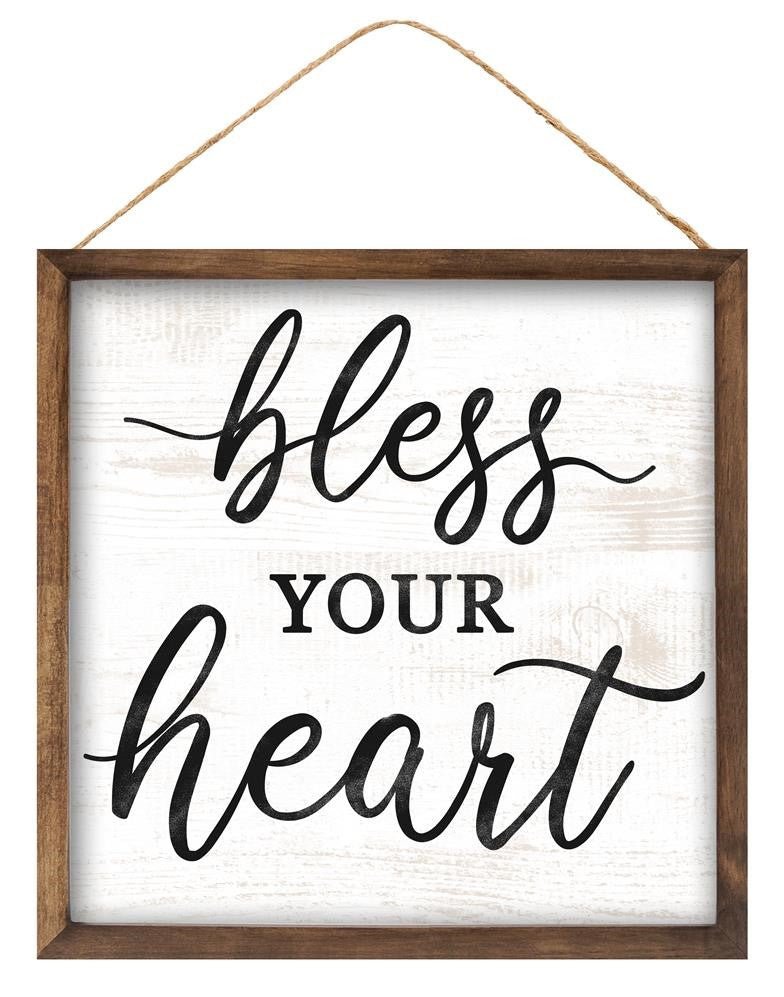 10" Square Bless Your Heart Sign - AP8586 - The Wreath Shop