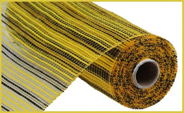 10" Wide Strip Deco Poly Mesh: Yellow/Black Stripes - RE890242 - The Wreath Shop