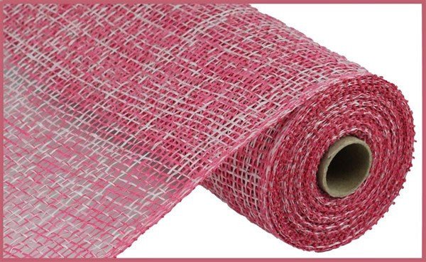 10" x 10yds Two-Tone Poly Burlap Mesh: Fuchsia/White - RP8155K9 - The Wreath Shop