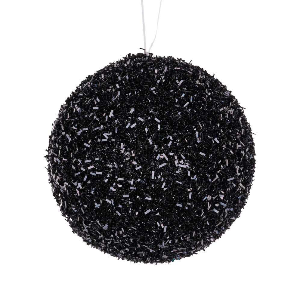 100mm Foil Glitter Ball Ornament: Black - XY652502 - The Wreath Shop