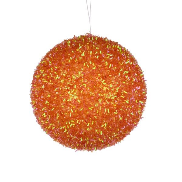 100mm Foil Glitter Ball Ornament: Orange - XJ561320 - The Wreath Shop