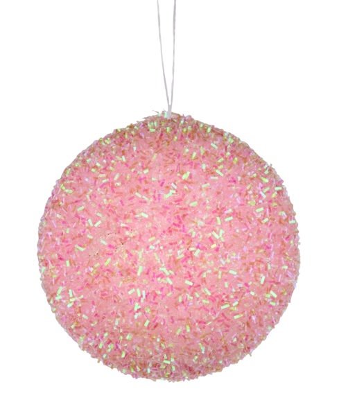 100mm Foil Glitter Ball Ornament: Pink - XJ540822 - The Wreath Shop