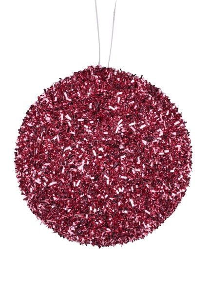 100mm Foil Glitter Ball Ornament: Pink - XY6525YJ - The Wreath Shop