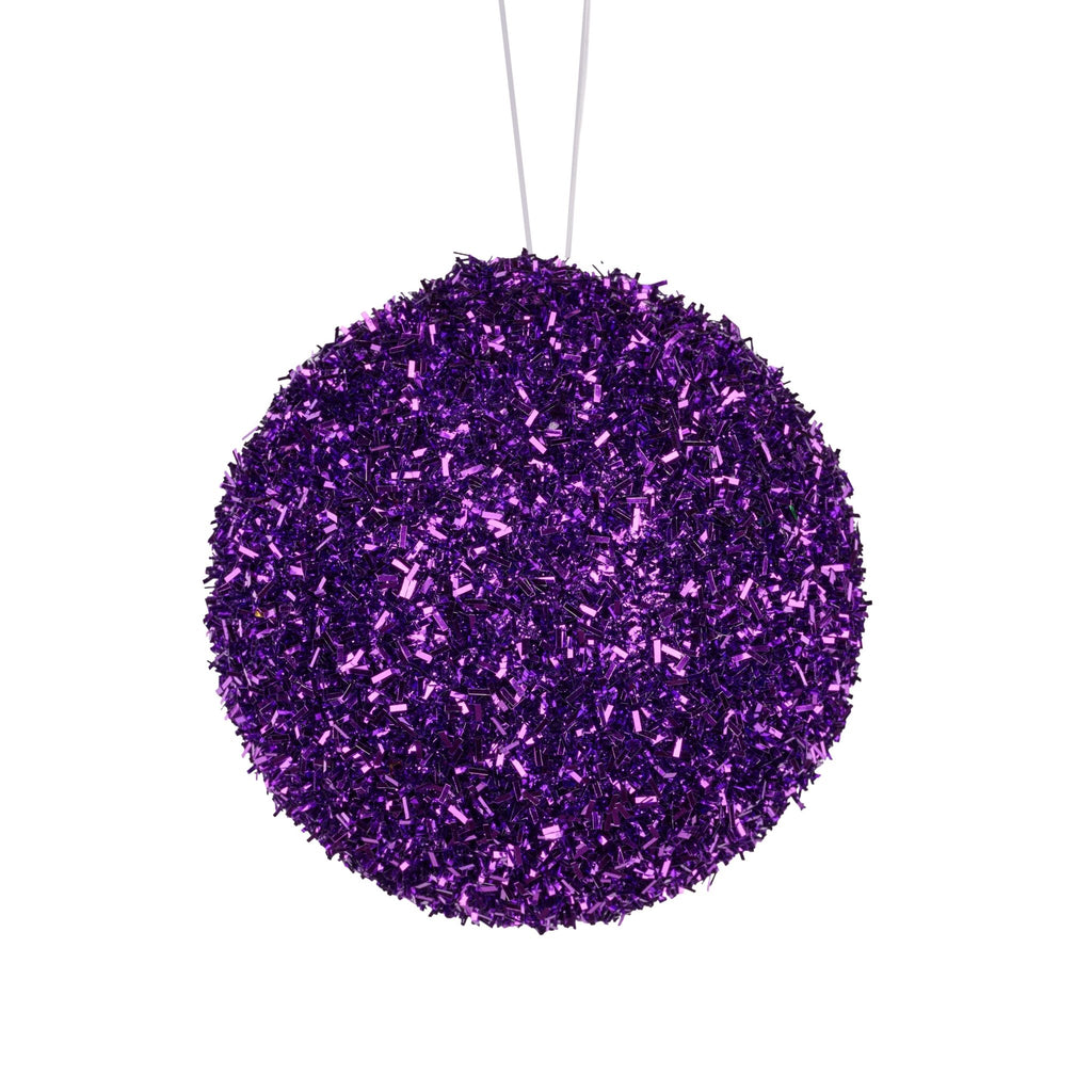 100mm Foil Glitter Ball Ornament: Purple - XY652523 - The Wreath Shop