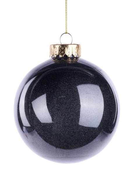 100mm Glitter Ball Ornament: Black - XH966502 - The Wreath Shop