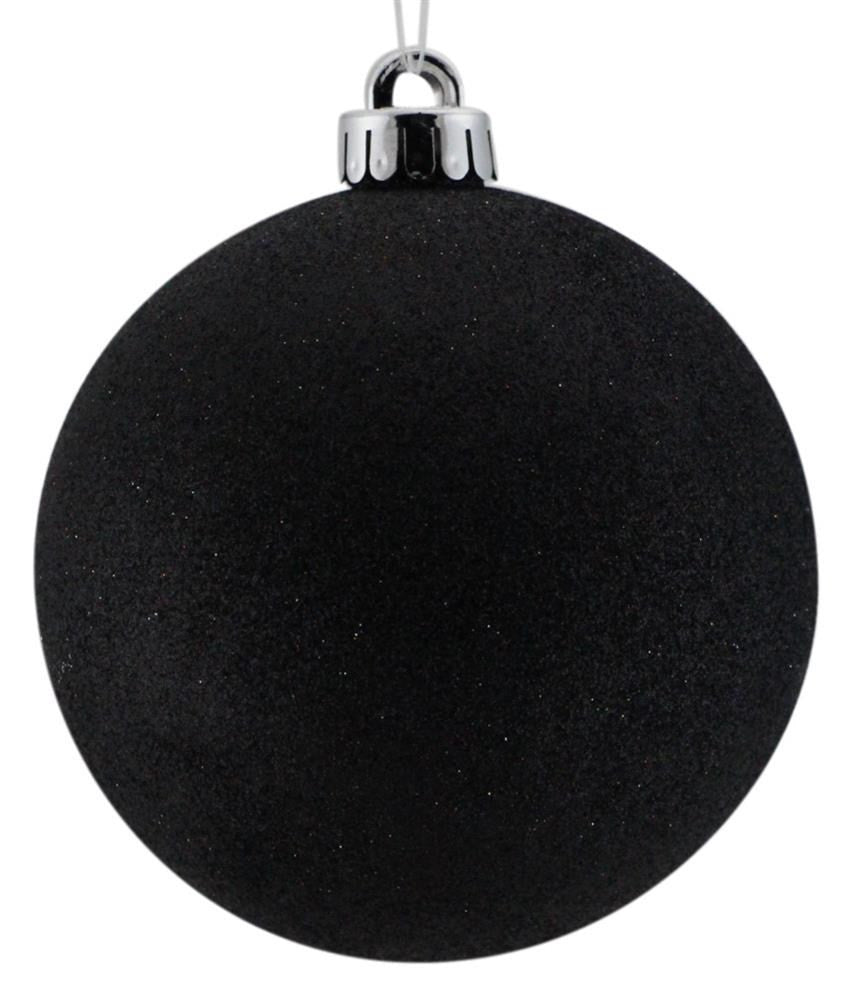 100mm Glitter Ball Ornament: Black - XY203402 - The Wreath Shop