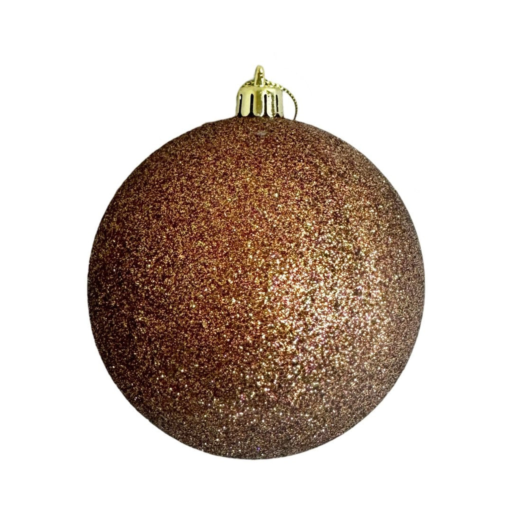 100mm Glitter Ball Ornament: Brown/Copper (4 pk) - MTX31835BRWN - The Wreath Shop